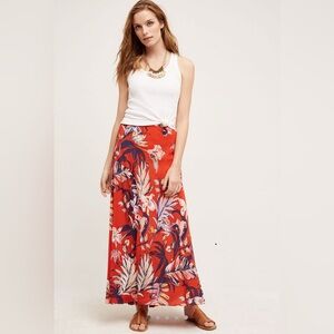 Anthropologie HD in Paris Women's Paso Pablo Silk Maxi Floral Lined Skirt Sz 12